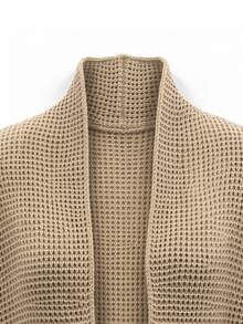 RosyDaze Women's Solid Color Casual Versatile Daily Wear Open Front Cardigan Sweater - Khaki - View 5