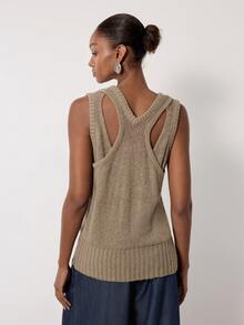 MERLEAU Women's Modern Solid Color Round Neck Casual Versatile Knit Vest - Light Grey - View 2