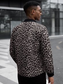 Manfinity CasualCool 男士休閒純色與經典豹紋開襟羊毛衫，送給男友或丈夫的理想禮物 - 彩色 - 查看 2