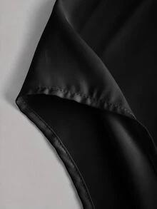 SHEIN Girlism 青少年女孩純色露肩收腰梭織洋裝童裝 - 黑色 - 查看 3