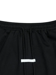 Manfinity Homme Men's Mature Casual Black Colorblock Sports Sweatpants, Plus Size, Perfect Holiday Gift Choice - Black - View 5
