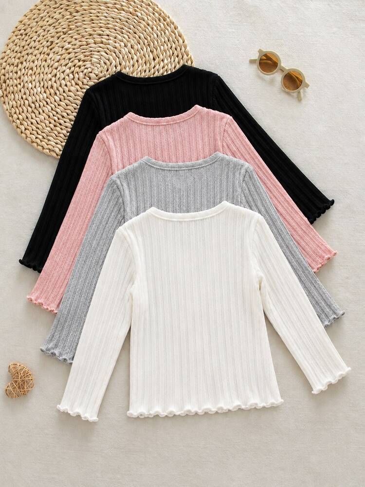 4PCS Young Girls T-Shirts Young Girl - Multicolor - View 3