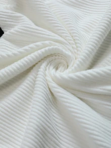 Linhara CURVE Plus Size Women's Autumn/Winter Halter Neck Colorblock Knit Casual Daily Commute Top Fall - White - View 3