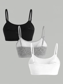 SHEIN Girlism 青少年女孩內衣與胸罩 3件/組 新款極簡休閒加墊親膚舒適內衣 學生內衣套裝 開學季 白色 冬季 - 彩色 - 查看 2