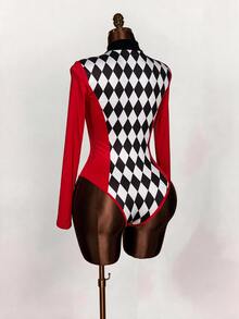 Amplova Women's Small High Neck Long Sleeve Fitted Bodysuit, Suitable For Autumn/Winter And Summer - Multicolor - View 6
