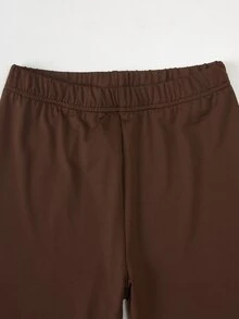 SHEIN 少女粉 3 件套秋季套裝，立領夾克 + 吊帶背心 + 緊身褲，完整日常穿搭，修身不緊繃 - 棕色 - 查看 4