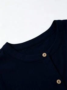 Linhara CURVE Plus Size Woven Casual Office-Style Autumn Shirt Fall - Navy Blue - View 6