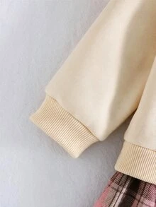 SHEIN 新生女嬰卡通熊圖案針織柔軟圓領長袖套頭秋冬洋裝 - 彩色 - 查看 6