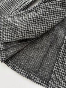 Mori Grove Mori Grove Women's New Lapel Collar Long Sleeve Cinched Waist Waist Slim Fit Houndstooth Tweed Jacket, Versatile For Daily Commute, Spring Autumn Winter, Preppy Style - Grey - View 6