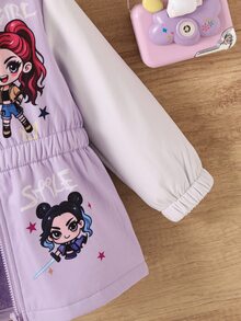SHEIN 少女印花外套，秋冬戶外日常西式風格 - 彩色 - 查看 8