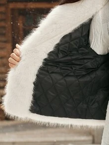 MOTF PREMIUM 2026 NEW FASHION WOMEN'S PATCHWORK FUR COLLAR WINTER COAT - Black - View 9
