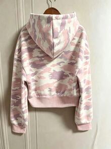 SHEIN x Carly Lawrence INAWLY 女款休閒迷彩印花連帽抽繩拉鍊運動衫 - 粉色 - 查看 2