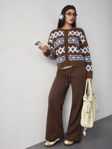 Slayform Slayform Autumn/Winter Fashion Multi-Color Crew Neck Cardigan Sweater - Multicolor - View 7