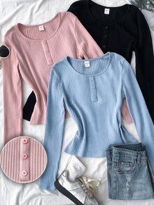 SHEIN 3件裝青少年女孩T恤 - 彩色 - 查看 1