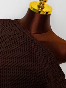 SHEIN Swim 2件組女款白色夏季波西米亞風海灘度假裝，精緻鏤空半透網紗露肩露腰罩衫與側綁帶圍裙 - 棕色 - 查看 7