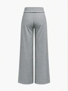 SHEIN 青少年女孩灰色針織休閒長褲 - 灰色 - 查看 4