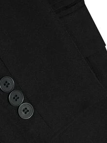 Manfinity Homme Setelan Jas dan Celana Pria Kasual Bisnis Formal Warna Hitam Polos Ukuran Besar, Pilihan Hadiah Liburan yang Sempurna - Hitam - View 7