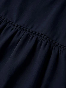 EMERY ROSE Plus Size Lady's Round-Neck Casual Resort Autumn Shirt - Navy Blue - View 6