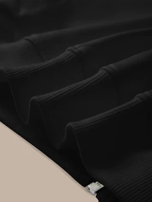 SHEIN BASICS 女款簡約百搭長袖拉鍊夾克 - 黑色 - 查看 8