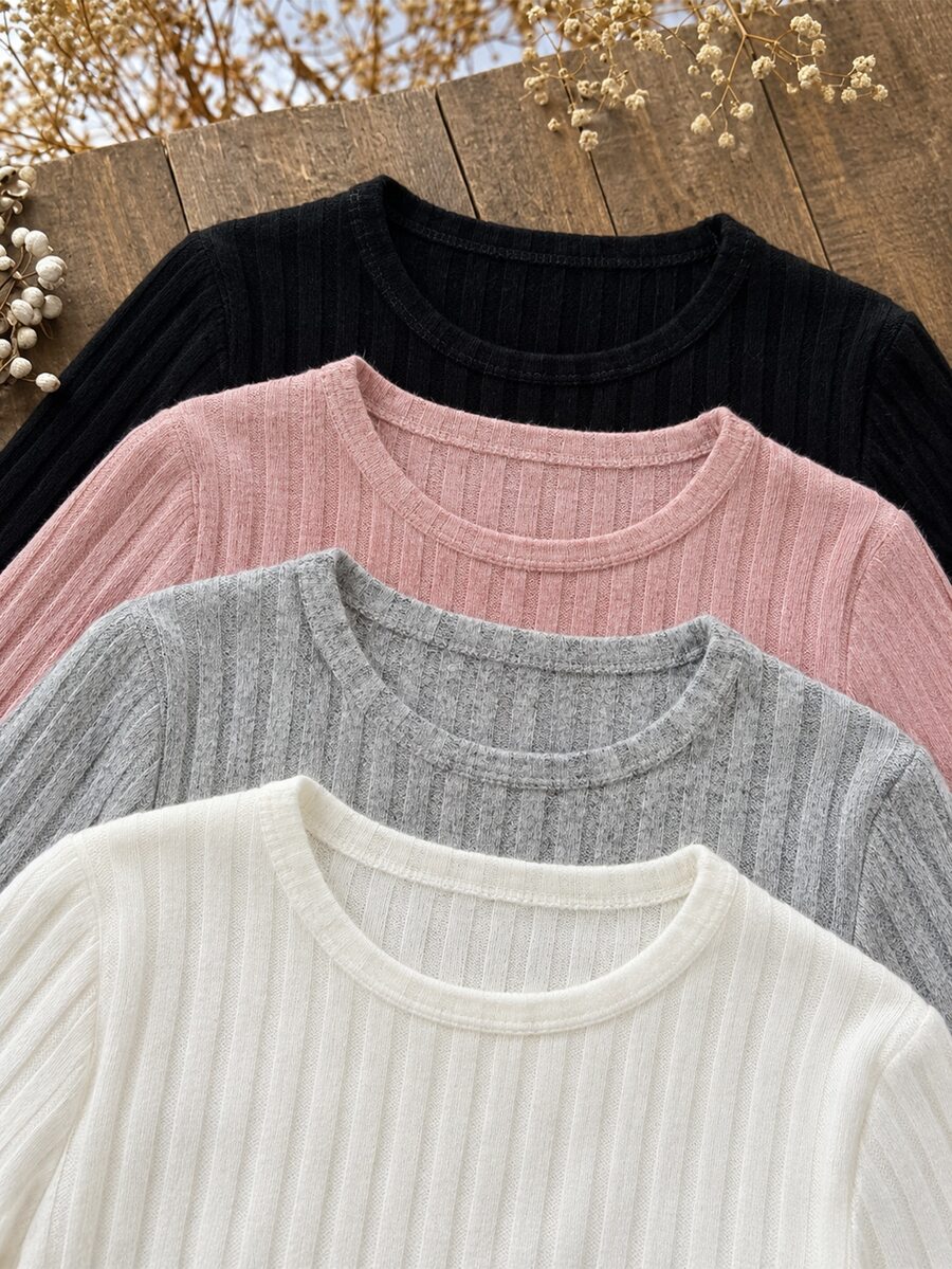 4PCS Young Girls T-Shirts Young Girl Young Girl Young Girl - Multicolor - View 1