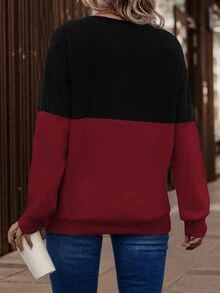 SHEIN LUNE 女款休閒對比色大尺碼運動衫，秋冬季 - 彩色 - 查看 2