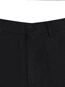 Manfinity Homme Setelan Jas dan Celana Pria Kasual Bisnis Formal Warna Hitam Polos Ukuran Besar, Pilihan Hadiah Liburan yang Sempurna - Hitam - View 4