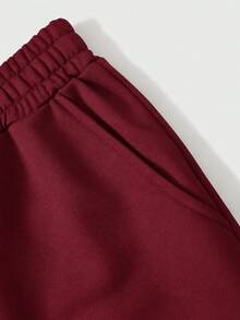 ROMWE MEN Street Life Men's Letter Print Pocket Drawstring Waist Loose Sweatpants - Red - View 6