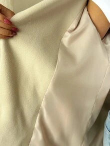 SHEIN Glamour معطف نسائي كاجوال بلون موحد وأكمام طويلة وياقة كبيرة للخريف/الشتاء - كاكي - مشاهدة 7