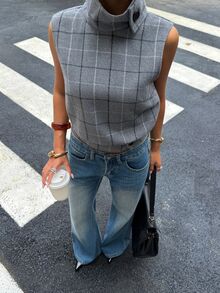 Siren Gaze Women's Plaid Casual Versatile Daily Wear Top - Grey - View 5