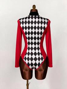 Amplova Women's Small High Neck Long Sleeve Fitted Bodysuit, Suitable For Autumn/Winter And Summer - Multicolor - View 2