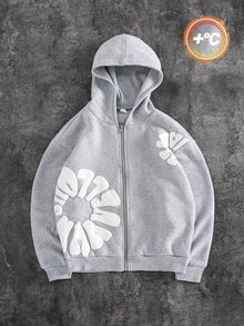 兒童青少年男孩休閒運動風塗鴉大字母圖案柔軟黑色運動衫，Y2K上衣，適合秋冬、學校、家庭聚會、度假、派對，秋季穿搭，冬季穿搭 - 淺灰色 - 查看 1