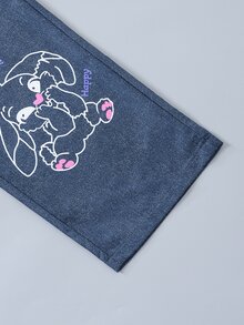 SHEIN 青少年女孩秋季套裝 2件組 圓領休閒百搭日常塗鴉圖案連帽短版衛衣 + 牛仔風塗鴉寬鬆... - 紫色 - 查看 5