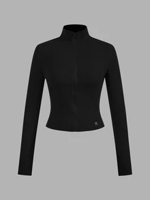 SHEIN EZwear 2件裝黑白配色針織拉鍊長袖女款T恤 - 彩色 - 查看 4