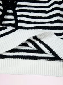 Mistrie Women's Tie-Front Cropped Long Sleeve Sweater And Striped Knit Shorts 2 Pieces Set - Multicolor - View 7
