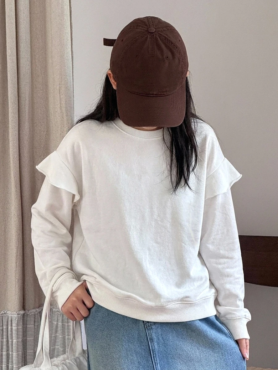 Dazy Kids Tween Girls Solid Color Casual Versatile Daily Wear T-Shirt - White - View 1