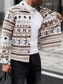Manfinity CasualCool Men's Thick Wool Blend Long Sleeve Jacket, Winter - Multicolor - View 7