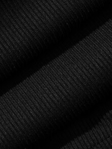 DAZY Solid Color Fitted Camisole Loose Robe Straight Leg Pants Casual Home Wear Spring Autumn 3 Pieces Set Maternity 2 Pieces Set - Black - View 8