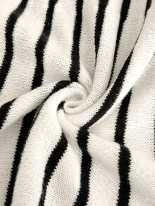 Elaquor Plus Size Women's Colorblock Casual Everyday Knit Dress - Black and White - View 7
