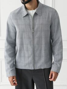 HUEFORM 26 Spring Summer Men's Plaid Zip‑Up Harrington Jacket, Retro British Business Casual Lightweight Wov - Multicolor - View 4