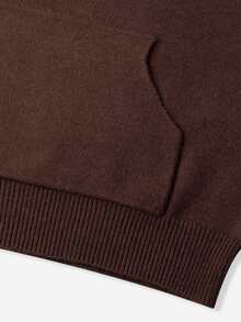 DAZY Brown Knitted Hooded Sweatshirt For Men, Autumn/Winter Hoodies - Brown - View 6