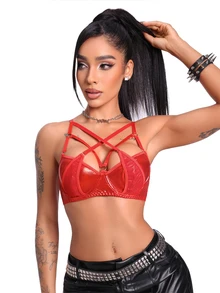 AltBold Glossy Series Luxurious Woven Trim Sexy Women's Lingerie 1pc - Red - View 5