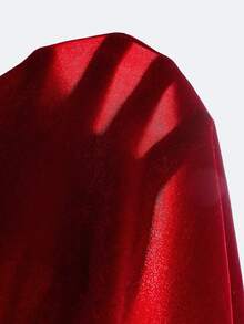 SHEIN 女童純色V領天鵝絨無袖休閒針織洋裝 - 紅色 - 查看 7