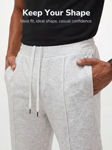 TekDrob Stretchable Straight Pintuck SweatPants With Soft Touch & Keep Warm Effect - Grey - View 1