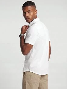 TekDrob Textured Quick-Dry Shirt With Regular Fit, Classic Collar And Short Sleeve - White - View 2