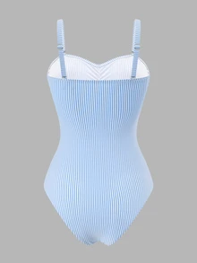 Swim Oasis 2026 New Plus Size One-Piece Swimsuit With Special Fabric, Criss-Cross Front And Shorts Bottom - Multicolor - View 4