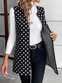 EMERY ROSE Rompi Jaket Kasual Polkadot Ukuran Besar untuk Wanita, Cocok untuk Pemakaian Sehari-hari - MultiWarna - View 8