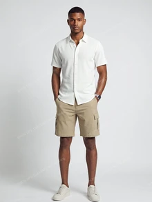 TekDrob Textured Quick-Dry Shirt With Regular Fit, Classic Collar And Short Sleeve - White - View 5