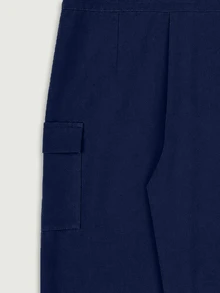 TaskEZ Navy Blue Multi-Pocket Zipper Tie Waist Short Sleeve Straight Leg Slimming Convenient Scrub Uniform Jumpsuit - Navy Blue - View 8