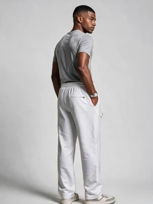 TekDrob Quick-Dry Slim Pants With Slant Pants And Drawstring Waistbands - White - View 6
