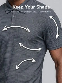 TekDrob Polo Regular yang Bernapas & Elastis 4 Arah dengan Anti Kerut dan Tekstur Khusus - Grey - View 5